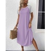 image:imageEkouaer Nightgowns for Women Bamboo Viscose House Dress Long Night Gowns Short Sleeve Sleepshirt Soft Sleepwear S4XLLilac