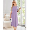 image:imageEkouaer Nightgowns for Women Bamboo Viscose House Dress Long Night Gowns Short Sleeve Sleepshirt Soft Sleepwear S4XLLilac