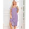 image:imageEkouaer Nightgowns for Women Bamboo Viscose House Dress Long Night Gowns Short Sleeve Sleepshirt Soft Sleepwear S4XLLilac