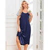image:imageEkouaer Nightgowns for Women Bamboo Viscose House Dress Long Night Gowns Short Sleeve Sleepshirt Soft Sleepwear S4XLNavy Blue