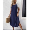 image:imageEkouaer Nightgowns for Women Bamboo Viscose House Dress Long Night Gowns Short Sleeve Sleepshirt Soft Sleepwear S4XLNavy Blue
