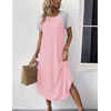 image:imageEkouaer Nightgowns for Women Bamboo Viscose House Dress Long Night Gowns Short Sleeve Sleepshirt Soft Sleepwear S4XLPink