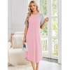 image:imageEkouaer Nightgowns for Women Bamboo Viscose House Dress Long Night Gowns Short Sleeve Sleepshirt Soft Sleepwear S4XLPink