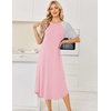 image:imageEkouaer Nightgowns for Women Bamboo Viscose House Dress Long Night Gowns Short Sleeve Sleepshirt Soft Sleepwear S4XLPink