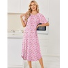 image:imageEkouaer Nightgowns for Women Bamboo Viscose House Dress Long Night Gowns Short Sleeve Sleepshirt Soft Sleepwear S4XLPink Florals