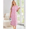 image:imageEkouaer Nightgowns for Women Bamboo Viscose House Dress Long Night Gowns Short Sleeve Sleepshirt Soft Sleepwear S4XLPink Florals