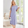 image:imageEkouaer Nightgowns for Women Bamboo Viscose House Dress Long Night Gowns Short Sleeve Sleepshirt Soft Sleepwear S4XLPurple Abstract Dots