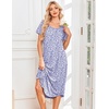 image:imageEkouaer Nightgowns for Women Bamboo Viscose House Dress Long Night Gowns Short Sleeve Sleepshirt Soft Sleepwear S4XLPurple Abstract Dots
