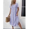 image:imageEkouaer Nightgowns for Women Bamboo Viscose House Dress Long Night Gowns Short Sleeve Sleepshirt Soft Sleepwear S4XLPurple Abstract Dots