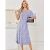 image:imageEkouaer Nightgowns for Women Bamboo Viscose House Dress Long Night Gowns Short Sleeve Sleepshirt Soft Sleepwear S4XLPurple Abstract Dots