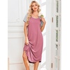 image:imageEkouaer Nightgowns for Women Bamboo Viscose House Dress Long Night Gowns Short Sleeve Sleepshirt Soft Sleepwear S4XLPurple Red