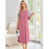 image:imageEkouaer Nightgowns for Women Bamboo Viscose House Dress Long Night Gowns Short Sleeve Sleepshirt Soft Sleepwear S4XLPurple Red