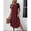 image:imageEkouaer Nightgowns for Women Bamboo Viscose House Dress Long Night Gowns Short Sleeve Sleepshirt Soft Sleepwear S4XLRed