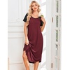 image:imageEkouaer Nightgowns for Women Bamboo Viscose House Dress Long Night Gowns Short Sleeve Sleepshirt Soft Sleepwear S4XLRed