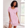image:imageEkouaer Nightgowns for Women Cotton Night Gown 3 Pack Sleep Shirts Short Sleeve Nightshirt Soft Sleepwear NightdressBlue StarPink FloralsPurple Stars