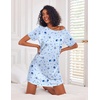 image:imageEkouaer Nightgowns for Women Cotton Night Gown 3 Pack Sleep Shirts Short Sleeve Nightshirt Soft Sleepwear NightdressBlue StarPink FloralsPurple Stars