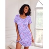 image:imageEkouaer Nightgowns for Women Cotton Night Gown 3 Pack Sleep Shirts Short Sleeve Nightshirt Soft Sleepwear NightdressGrey Coffee CupsPurple StarsCyan Dragonfly