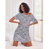 image:imageEkouaer Nightgowns for Women Cotton Night Gown 3 Pack Sleep Shirts Short Sleeve Nightshirt Soft Sleepwear NightdressGrey Coffee CupsPurple StarsCyan Dragonfly