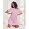 image:imageEkouaer Nightgowns for Women Cotton Night Gown 3 Pack Sleep Shirts Short Sleeve Nightshirt Soft Sleepwear NightdressWhite Pink FloralsPurple CirclesBlue Florals