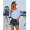 image:imageEkouaer Nightgowns for Women Cotton Night Gown 3 Pack Sleep Shirts Short Sleeve Nightshirt Soft Sleepwear NightdressWhite Pink FloralsPurple CirclesBlue Florals