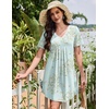 image:imageEkouaer Nightgowns for Women Cotton Night Gowns Short Sleeve Pleated Sleep Shirts Lace Trim Moo Moos Ladies Sleepwear Green XLarge