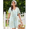 image:imageEkouaer Nightgowns for Women Cotton Night Gowns Short Sleeve Pleated Sleep Shirts Lace Trim Moo Moos Ladies Sleepwear Green XLarge