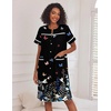 image:imageEkouaer Nightgowns for Women House Dress with Pockets Button Down House Coat Short Sleeve Night Gowns Duster Moo MoosBlack Butterfly