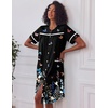 image:imageEkouaer Nightgowns for Women House Dress with Pockets Button Down House Coat Short Sleeve Night Gowns Duster Moo MoosBlack Butterfly