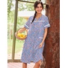 image:imageEkouaer Nightgowns for Women House Dress with Pockets Button Down House Coat Short Sleeve Night Gowns Duster Moo MoosBlue Flower