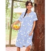 image:imageEkouaer Nightgowns for Women House Dress with Pockets Button Down House Coat Short Sleeve Night Gowns Duster Moo MoosBlue Pigeon