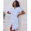 image:imageEkouaer Nightgowns for Women House Dress with Pockets Button Down House Coat Short Sleeve Night Gowns Duster Moo MoosBlue Pigeon