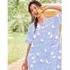 image:imageEkouaer Nightgowns for Women House Dress with Pockets Button Down House Coat Short Sleeve Night Gowns Duster Moo MoosBlue Pigeon