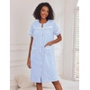 image:imageEkouaer Nightgowns for Women House Dress with Pockets Button Down House Coat Short Sleeve Night Gowns Duster Moo MoosBlue Stripes