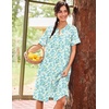image:imageEkouaer Nightgowns for Women House Dress with Pockets Button Down House Coat Short Sleeve Night Gowns Duster Moo MoosGreen Floral