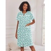 image:imageEkouaer Nightgowns for Women House Dress with Pockets Button Down House Coat Short Sleeve Night Gowns Duster Moo MoosGreen Flower