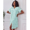 image:imageEkouaer Nightgowns for Women House Dress with Pockets Button Down House Coat Short Sleeve Night Gowns Duster Moo MoosGreen Flower