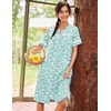 image:imageEkouaer Nightgowns for Women House Dress with Pockets Button Down House Coat Short Sleeve Night Gowns Duster Moo MoosGreen Flower