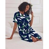 image:imageEkouaer Nightgowns for Women House Dress with Pockets Button Down House Coat Short Sleeve Night Gowns Duster Moo MoosHawaiian Leaves
