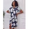 image:imageEkouaer Nightgowns for Women House Dress with Pockets Button Down House Coat Short Sleeve Night Gowns Duster Moo MoosNavy Flower