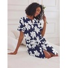 image:imageEkouaer Nightgowns for Women House Dress with Pockets Button Down House Coat Short Sleeve Night Gowns Duster Moo MoosNavy Flower