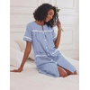 image:imageEkouaer Nightgowns for Women House Dress with Pockets Button Down House Coat Short Sleeve Night Gowns Duster Moo MoosNavy Stripes