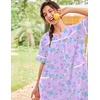 image:imageEkouaer Nightgowns for Women House Dress with Pockets Button Down House Coat Short Sleeve Night Gowns Duster Moo MoosPurple Daisy