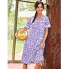image:imageEkouaer Nightgowns for Women House Dress with Pockets Button Down House Coat Short Sleeve Night Gowns Duster Moo MoosPurple Dots
