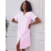 image:imageEkouaer Nightgowns for Women House Dress with Pockets Button Down House Coat Short Sleeve Night Gowns Duster Moo MoosStriped Pink