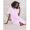 image:imageEkouaer Nightgowns for Women House Dress with Pockets Button Down House Coat Short Sleeve Night Gowns Duster Moo MoosStriped Pink