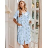 image:imageEkouaer Nightgowns for Women House Dress with Pockets Button Down Sleepshirt Short Sleeve Nightshirt HousecoatBlue Daisy