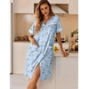 image:imageEkouaer Nightgowns for Women House Dress with Pockets Button Down Sleepshirt Short Sleeve Nightshirt HousecoatBlue Daisy