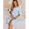 image:imageEkouaer Nightgowns for Women House Dress with Pockets Button Down Sleepshirt Short Sleeve Nightshirt HousecoatBlue Daisy