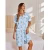 image:imageEkouaer Nightgowns for Women House Dress with Pockets Button Down Sleepshirt Short Sleeve Nightshirt HousecoatBlue Daisy