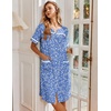 image:imageEkouaer Nightgowns for Women House Dress with Pockets Button Down Sleepshirt Short Sleeve Nightshirt HousecoatBlue Plum